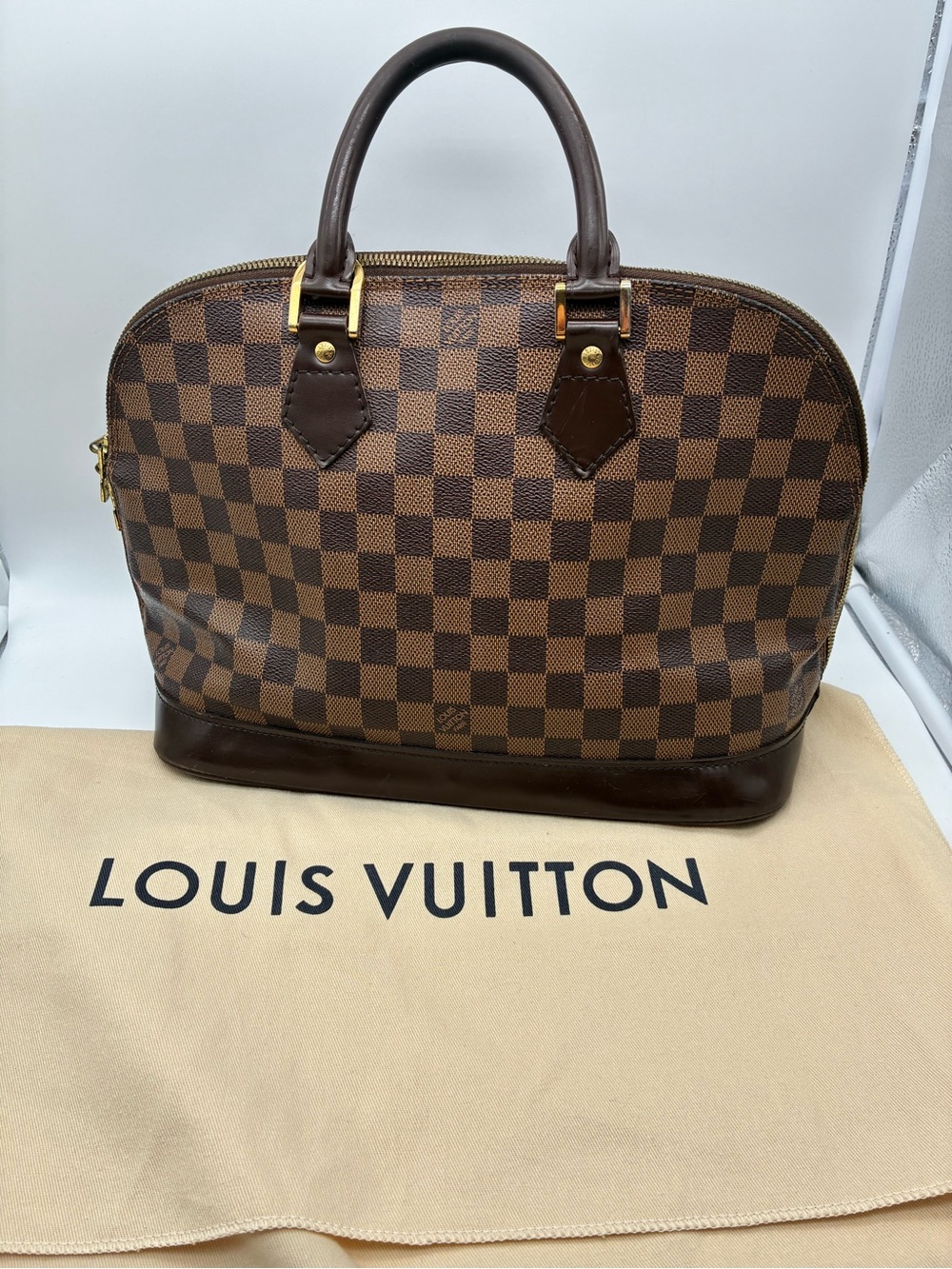 Louis Vuitton Damier Ebene Alma PM Hand bag with LV dustbag